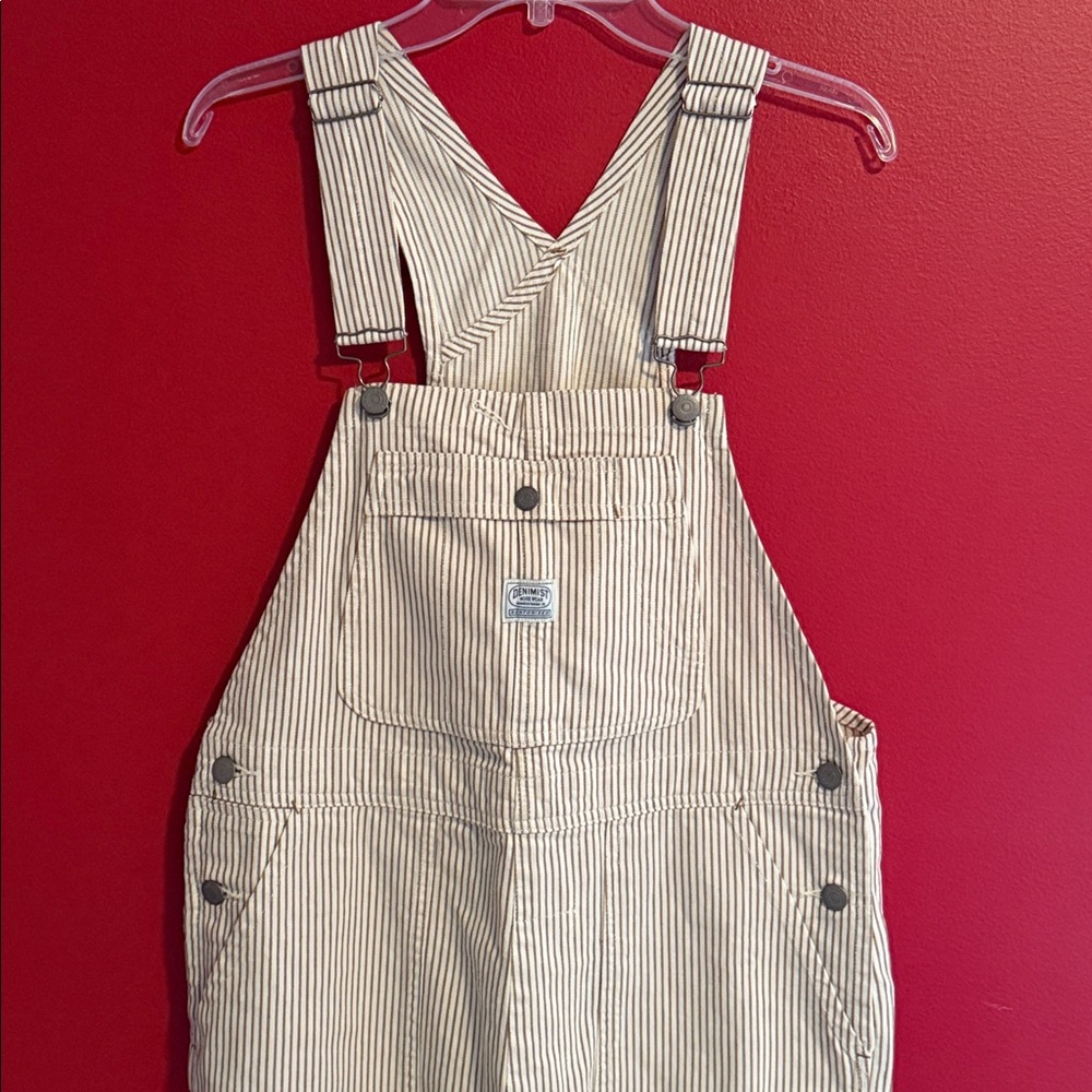 Denimist Work Wear Relaxed Overall w/Brown Railroad Stripe